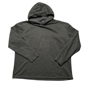 EXPRESS Men Olive Green Waffle Knit Hooded Pullover Sweatshirt XL